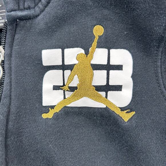 Jordan Zip Up Hoodie Kids Boys 4T Nike Sweatshirt Black Gold White Jumpman 23 - Picture 2 of 6